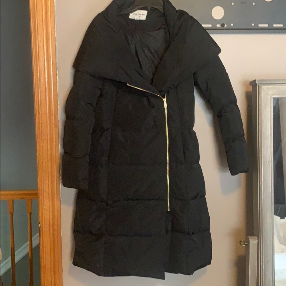 Cole Haan Asymmetrical Pillow-Collar Puffer Coat